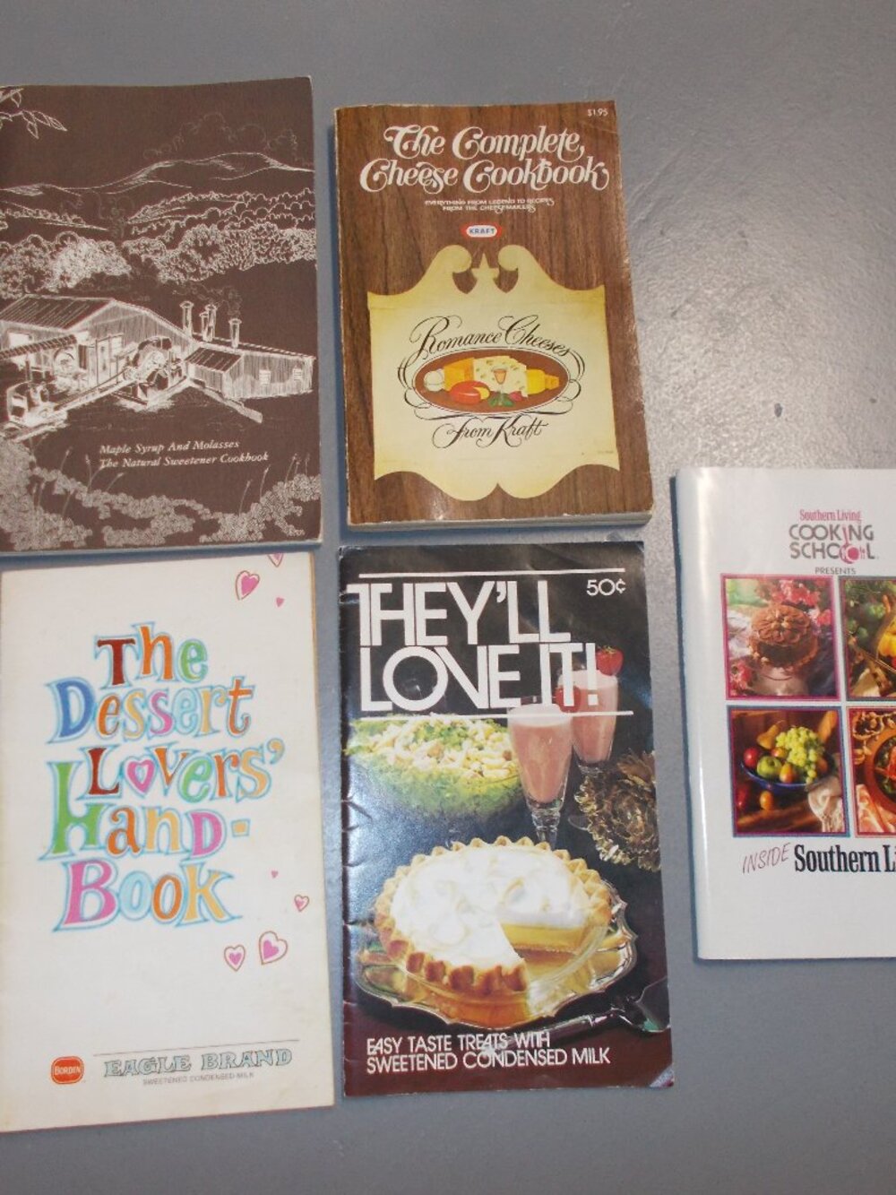Vintage lot of 5 cookbooks: Eagle Brand, Kraft, Southern Living, etc.